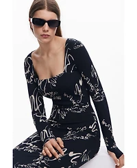 Desigual Women's Square neckline dress Lettering