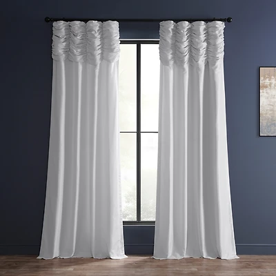 Half Price Drapes Ice Ruched Vintage Textured Faux Dupioni Silk Curtain