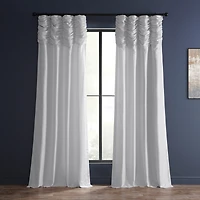 Half Price Drapes Ice Ruched Vintage Textured Faux Dupioni Silk Curtain