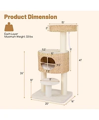 Modern Cat Tower with Top Perch, Cattail, & Fluff Condo Stylish & Cozy Cat Tree for Indoor Cats