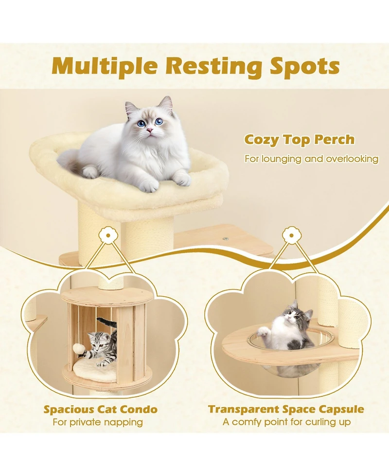 Multi-Level Cat Tree with Cozy Condo, Perch, and Clear Capsule Bed