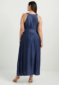 June + Vie Women's Pleated Halter Maxi Dress