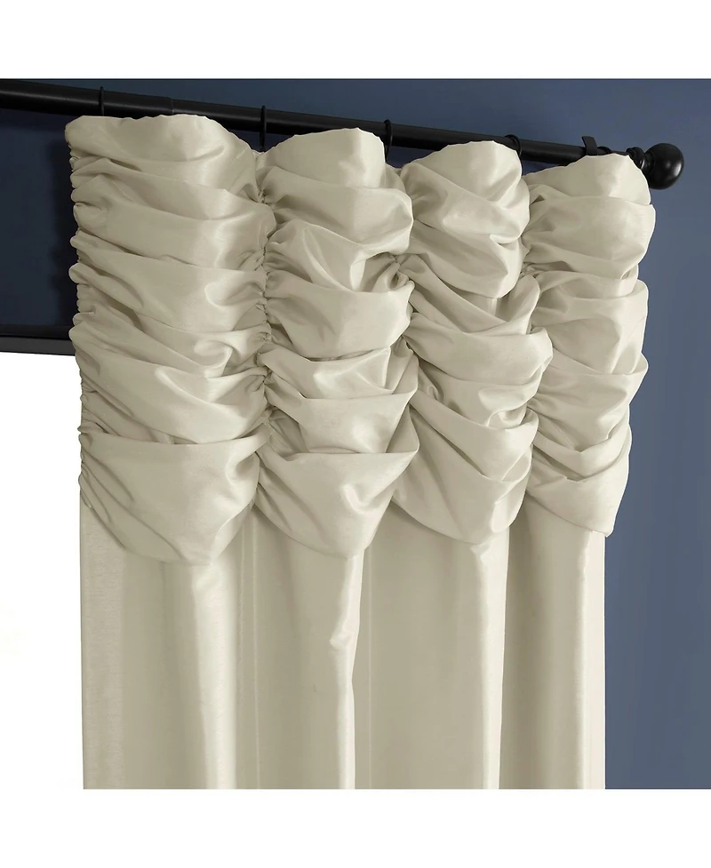 Half Price Drapes Off White Ruched Vintage Textured Faux Dupioni Silk Curtain
