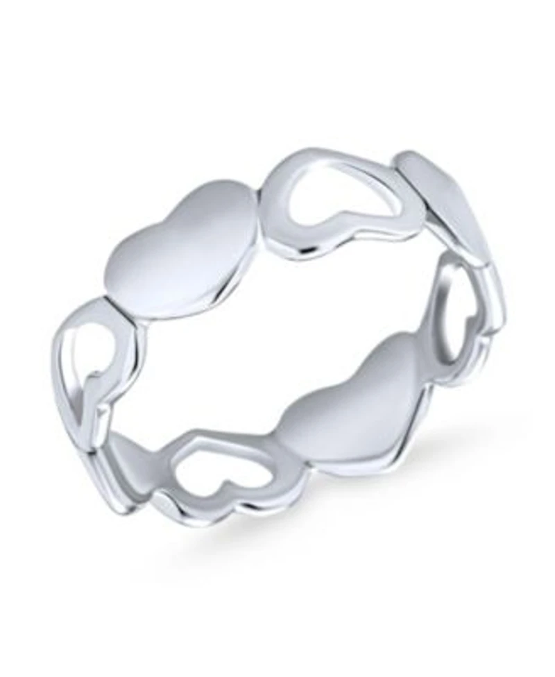 Bling Jewelry Silver Ring Bff Friendship Open Heart Eternity Band Promise Ring In Sterling