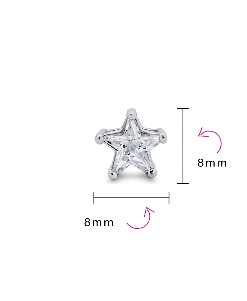 Bling Jewelry Small Celestial Usa Cz Star Stud Earrings , Sterling Silver, 7-6 Mm