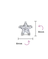 Bling Jewelry Small Celestial Usa Cz Star Stud Earrings , Sterling Silver, 7-6 Mm