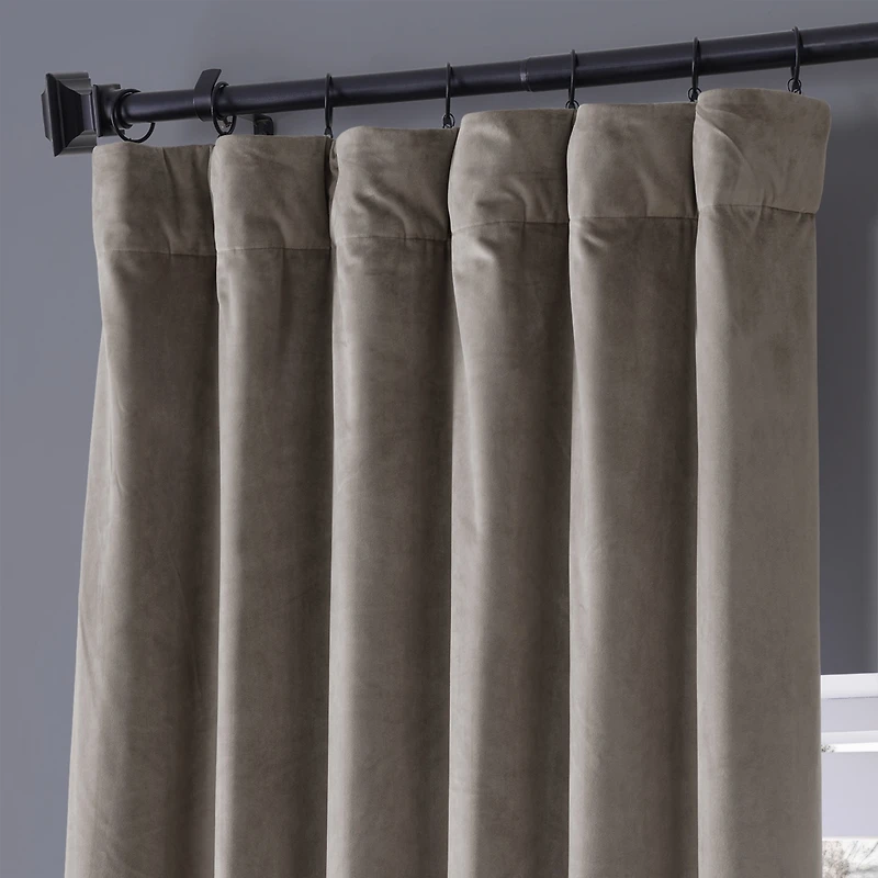Half Price Drapes Library Taupe Signature Plush Velvet Hotel Blackout Curtain