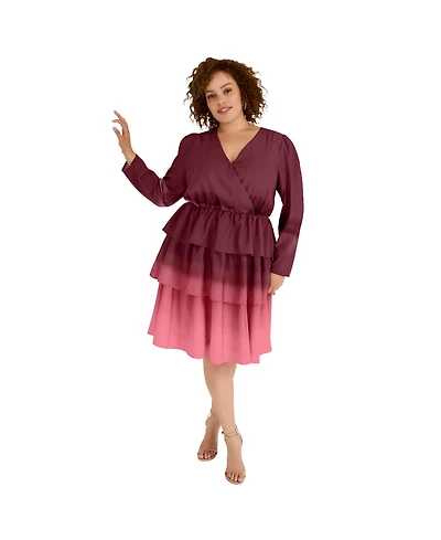 June + Vie Women's Three-Tiered Ombre Dress