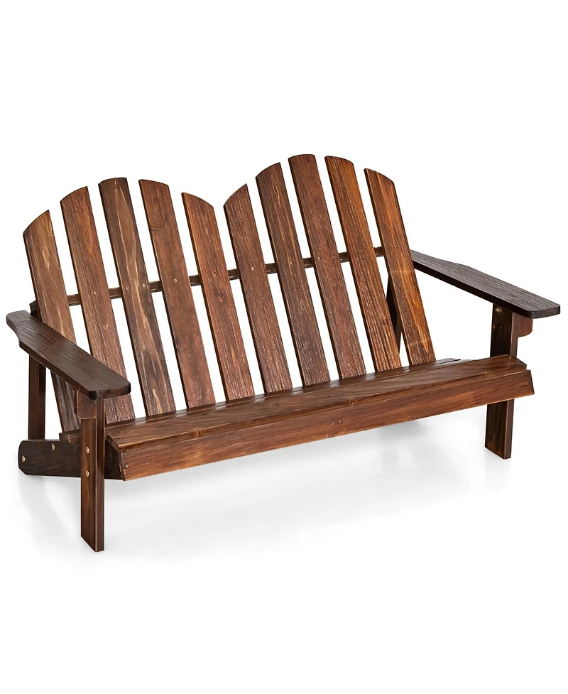 Gymax Kid Adirondack Chair Solid Wood Loveseat Backrest Arm Rest for 2 Person Patio