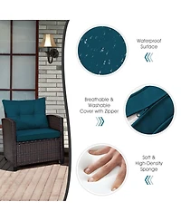 Gymax Set of 3 Rattan Furniture Patio Cushioned Conversation Sofa