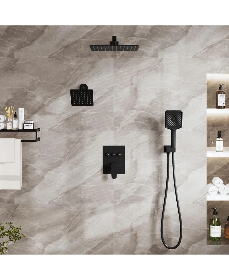 Mondawe 3-Function Dual Shower Head Pressure-balanced Shower System with 4 Sprays Handheld