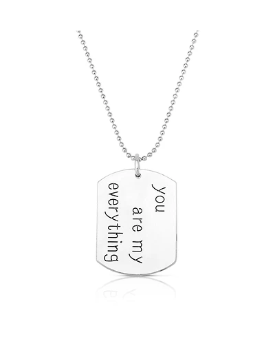 White Gold Plated Dog Tag Pendant Necklace