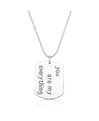 White Gold Plated Dog Tag Pendant Necklace