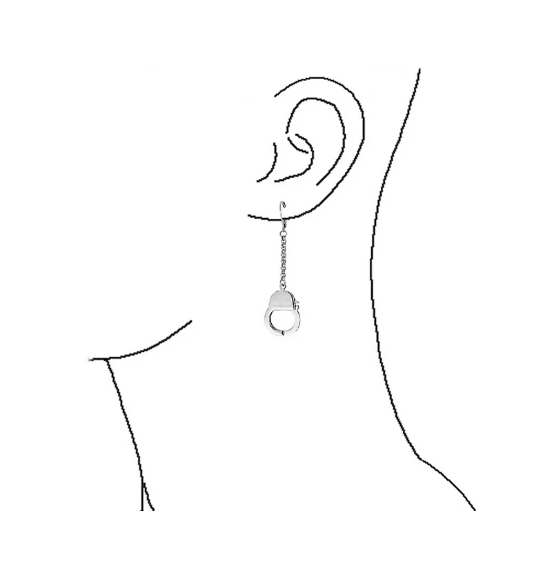 Bling Jewelry Partners Couples Grey Handcuffs Lever Back Dangle Earrings BlackSilver Tone Steel