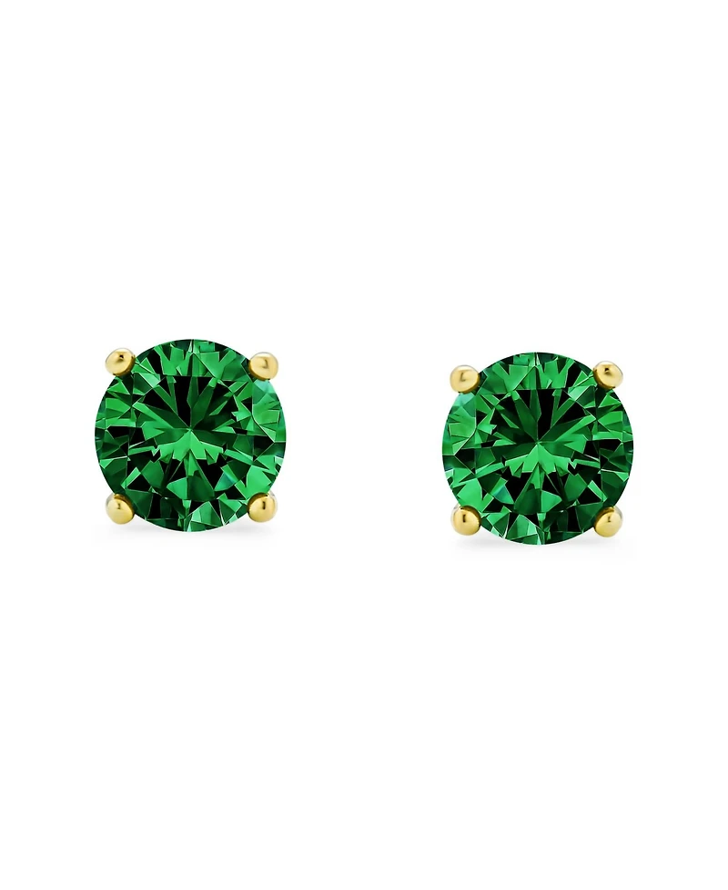 Bling Jewelry 1-2 Ct Round Cz Stud Earrings Pink, Red, Blue, Brown, Green, 14K Gold/Silver