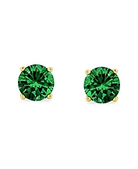 Bling Jewelry 1-2 Ct Round Cz Stud Earrings Pink, Red, Blue, Brown, Green, 14K Gold/Silver