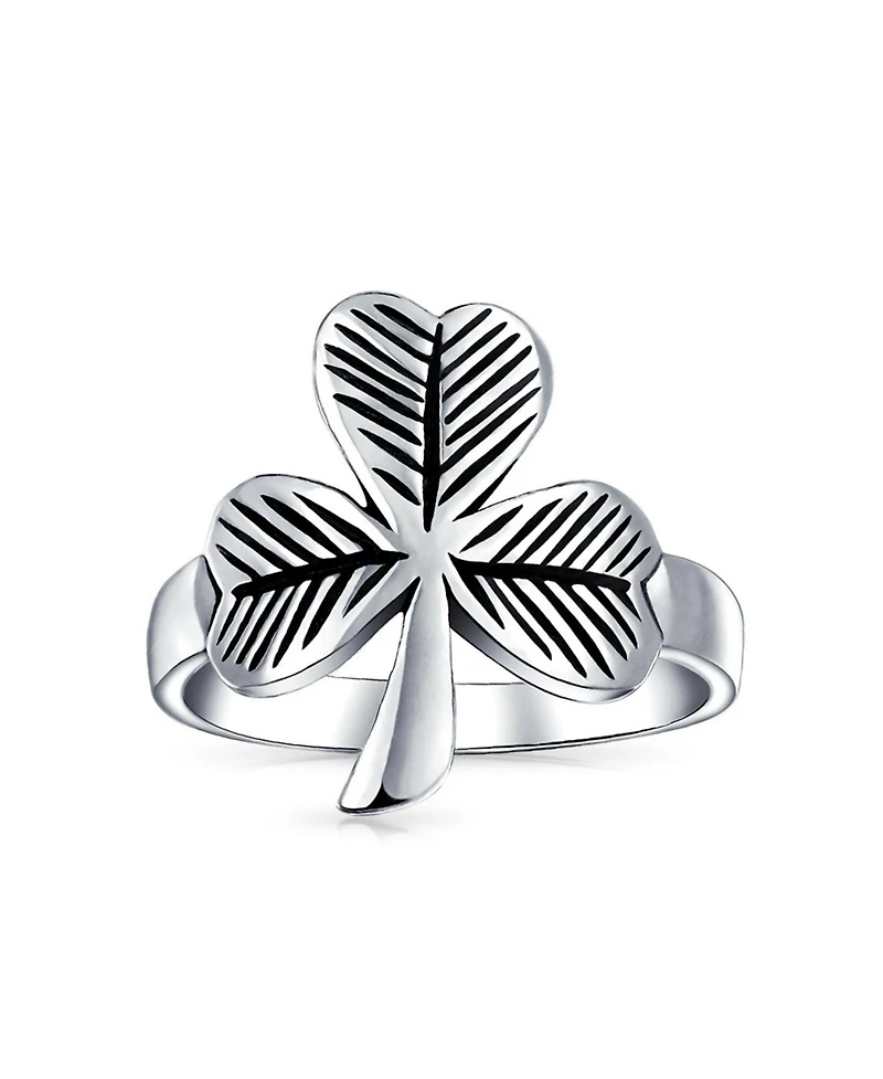 Bling Jewelry Saint Patrick's Good Luck Celtic Silver Ring with Trinity Shamrock Design