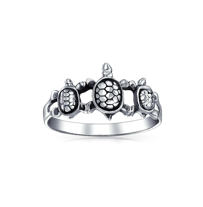 Bling Jewelry Nautical Sea Turtle Silver Ring for Best Friends Oxidized Sterling Band