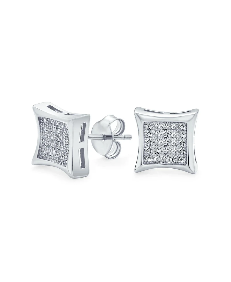 Bling Jewelry Square Shaped Cubic Zirconia Micro Pave Cz Kite Stud Earrings .925 Sterling Silver