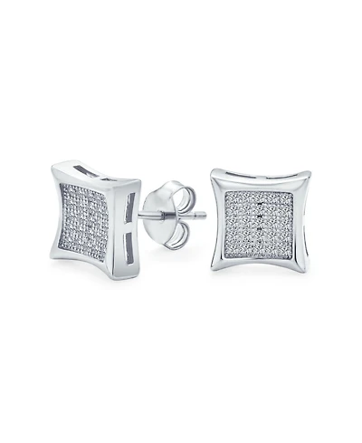 Bling Jewelry Square Shaped Cubic Zirconia Micro Pave Cz Kite Stud Earrings .925 Sterling Silver
