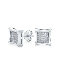 Bling Jewelry Square Shaped Cubic Zirconia Micro Pave Cz Kite Stud Earrings .925 Sterling Silver