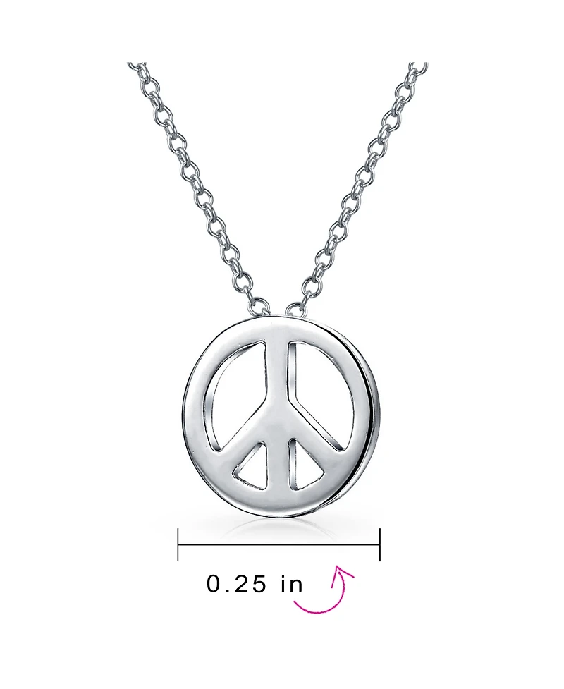 Bling Jewelry Minimalist World Peace Sign Pendant Necklace in Gold Plated Sterling Silver