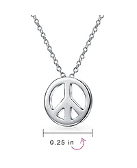 Bling Jewelry Minimalist World Peace Sign Pendant Necklace in Gold Plated Sterling Silver