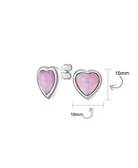 Bling Jewelry Lovers Bezel Set Green Jade Heart Stud Earrings Sterling Silver Gift