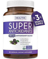 Super Antioxidants Supplement | Acai Berry, Goji, Pomegranate & Trans Resveratrol | Herbal & Fruit Formula for Overall Health, Health's Harmony | 180c