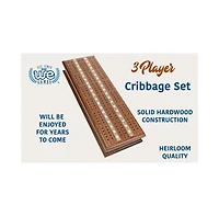 We Games 3 Track Sprint Cabinet Cribbage Set with Metal Pegs & 2 Card Decks