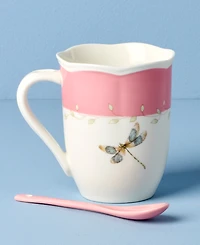 Lenox Butterfly Meadow Mugs with Spoons, Set of 2