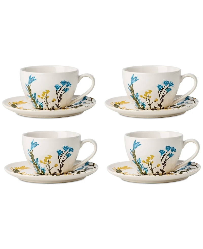 Lenox Wildflowers Tea Cup & Saucer, Set of 4