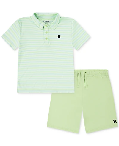 Hurley Little Boys H2O-dri Stripe Polo & Shorts Set