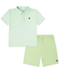 Hurley Little Boys H2O-dri Stripe Polo & Shorts Set