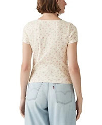 Levi's Women's Sweetie Cotton V-Neck Pointelle Top