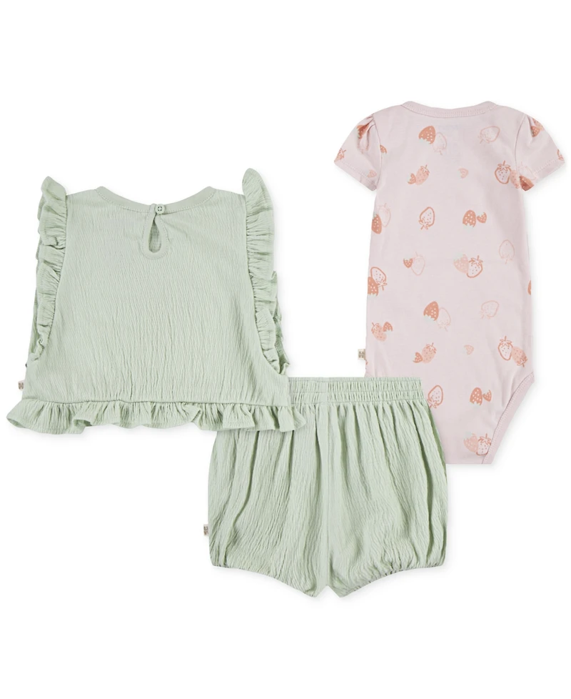 Huggies Baby Girls Bodysuit, Top & Shorts, 3 Piece Set