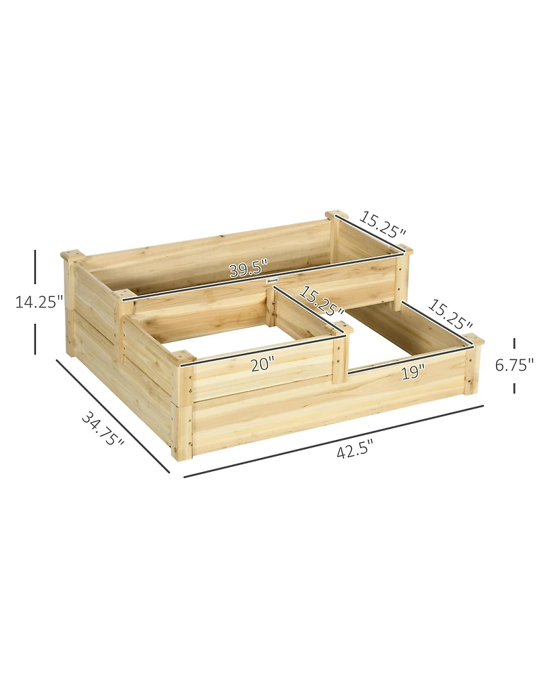 Outsunny 3 Tier Raised Garden Bed, Planter Box for Vegetables Herbs Flowers