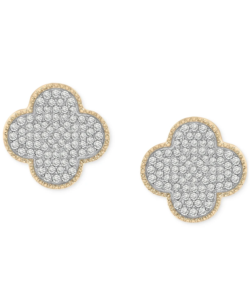Macy's Men's Diamond Clover Stud Earrings (1/2 ct. t.w.) in 10k Yellow Gold