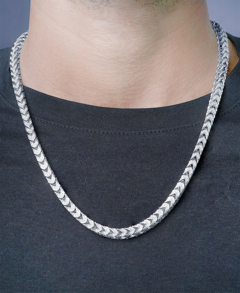 Macy's Men's Cubic Zirconia Franco Link 24" Chain Necklace in Sterling Silver
