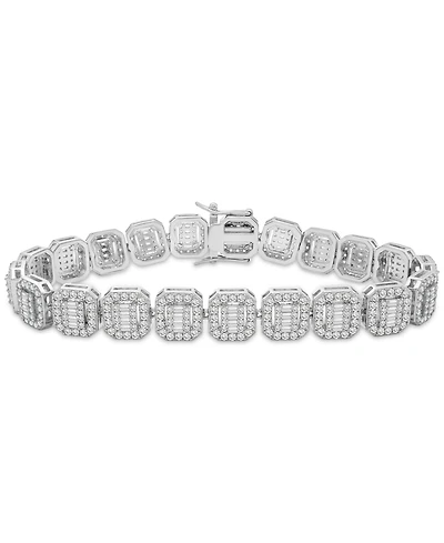 Men's Cubic Zirconia Cushion Bracelet in Sterling Silver