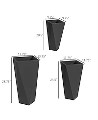Outsunny Outdoor Planters Set of 3 with Drainage Holes, Flower Pots,