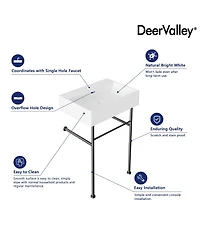 DeerValley Ceramic White Rectangular Single Faucet Hole 24 in Console Bathroom Sink with Overflow