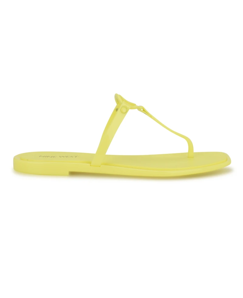 Nine West Women's Dacota T-Strap Square Toe Flat Sandals