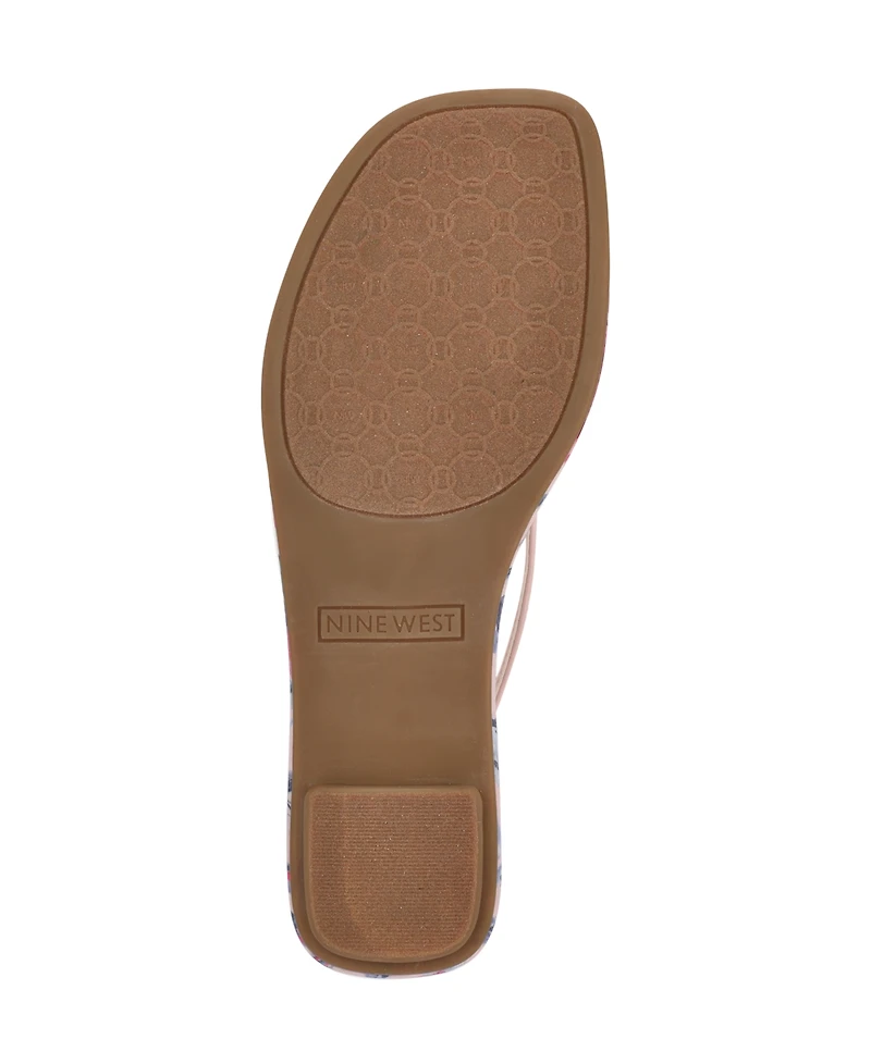Nine West Women's Dynasti Embellished T-Strap Flat Sandals
