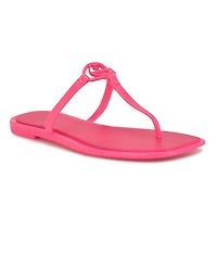 Nine West Women's Dacota T-Strap Square Toe Flat Sandals