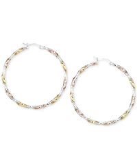Diamond-Cut Hoop Earrings in 14K Tri-Tone Vermeil