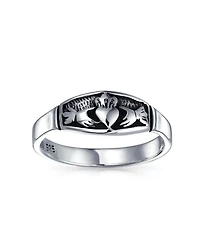 Bling Jewelry Bff Celtic Irish Claddagh Band Silver Ring Oxidized Sterling