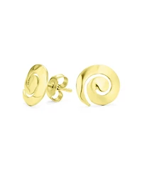Bling Jewelry Boho Hammered Geometric Swirl Stud Earrings 14K Gold & Sterling Silver
