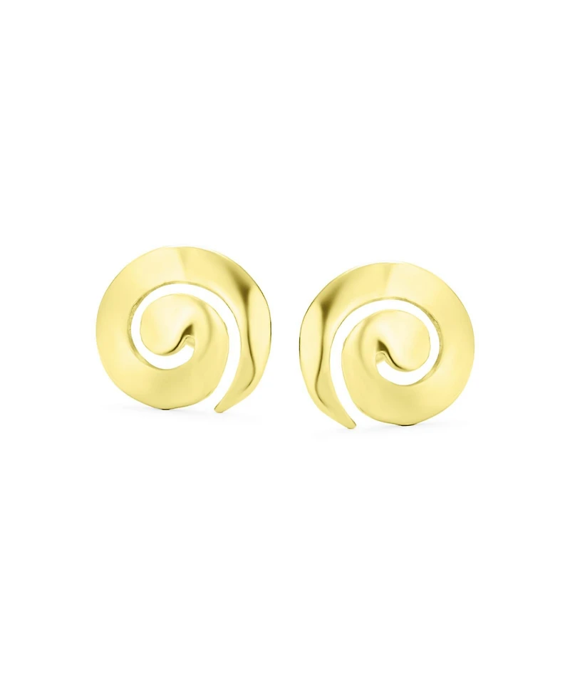 Bling Jewelry Boho Hammered Geometric Swirl Stud Earrings 14K Gold & Sterling Silver