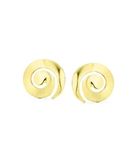 Bling Jewelry Boho Hammered Geometric Swirl Stud Earrings 14K Gold & Sterling Silver